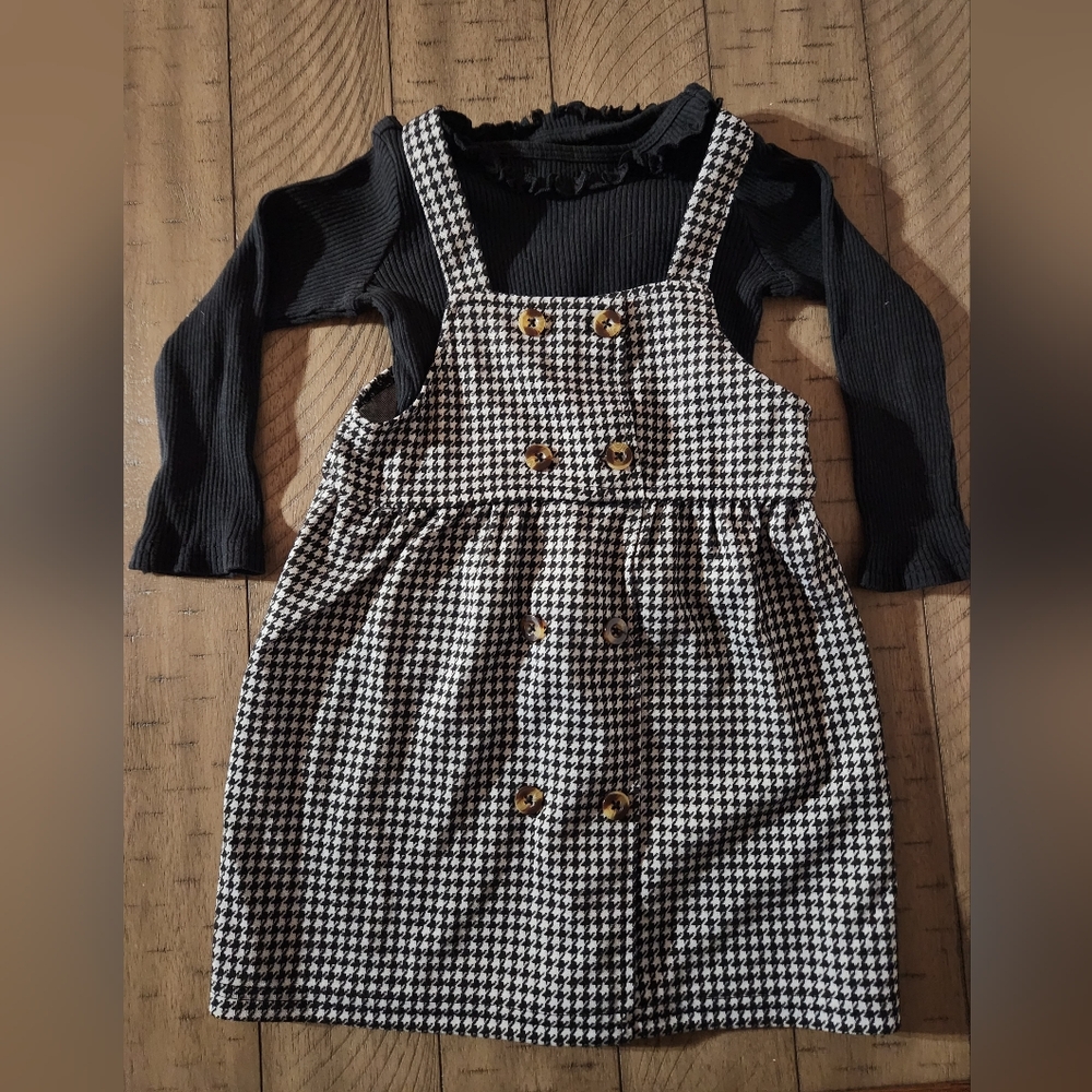 Rachel Zoe Girls Plaid Dress With Black Undershirt, Size 4T
